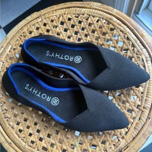 Rothy's Women's Flats in Black with Blue Trim